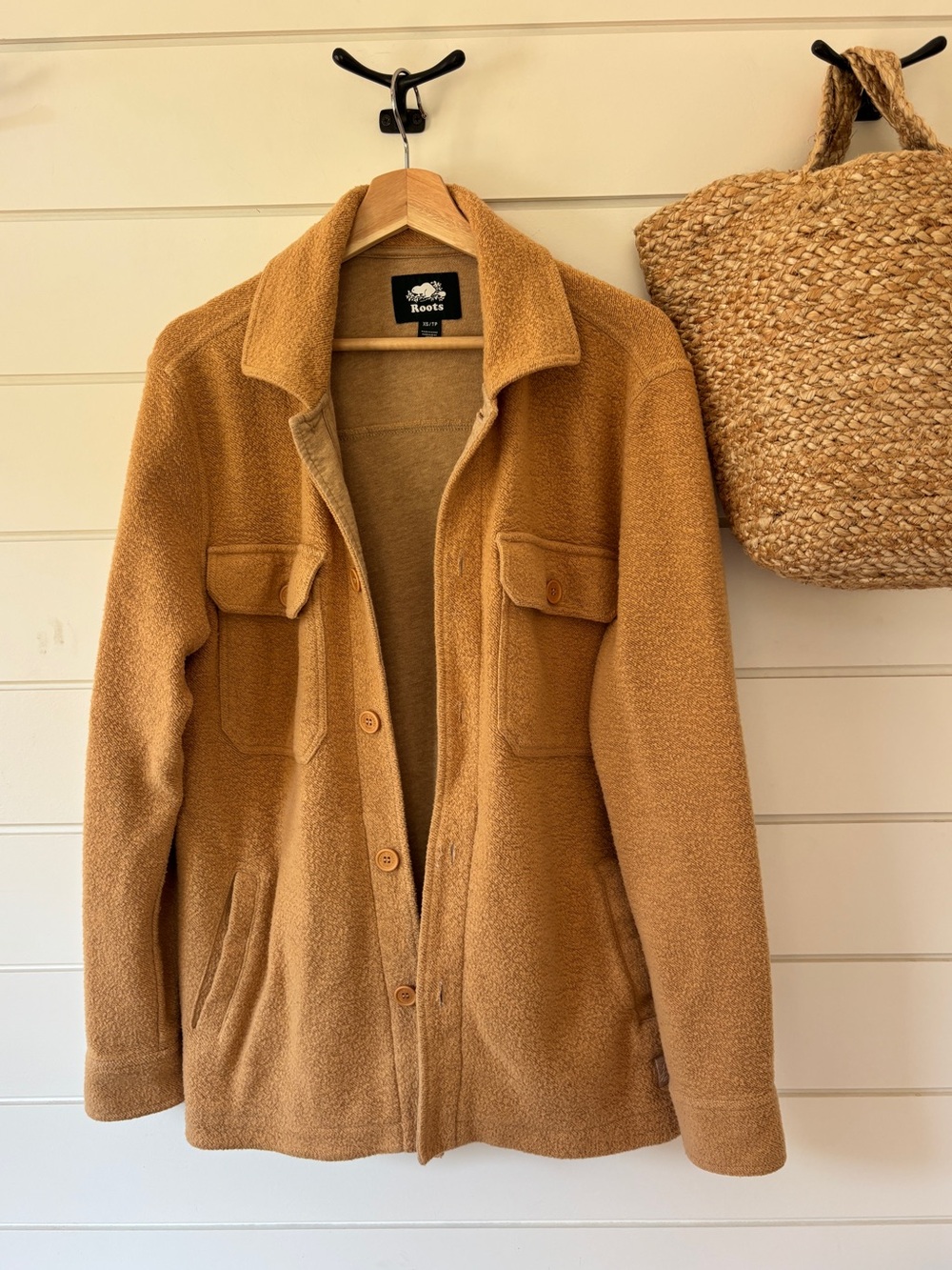 Roots Camel Shirt Jacket, Oversized XS (fits up to M/L)